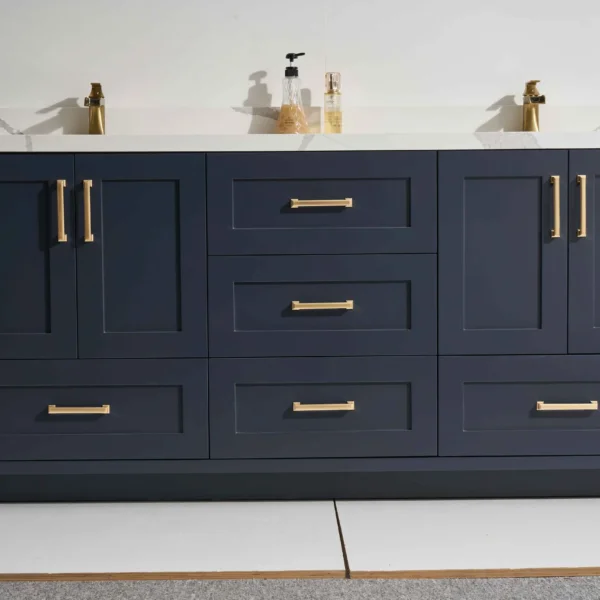 Belize 60D" Freestanding Vanity with Graphite and Calacatte White Counter top with Double Sink