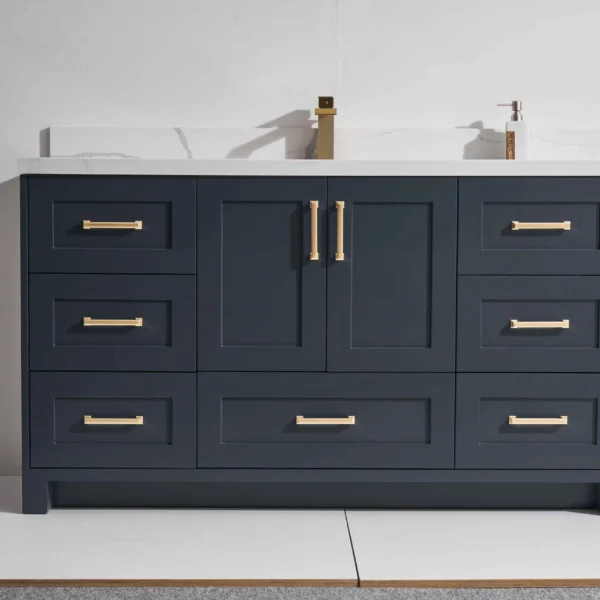 Belize 60S" Freestanding Vanity with Graphite and Calacatte White Counter top with Single Sink