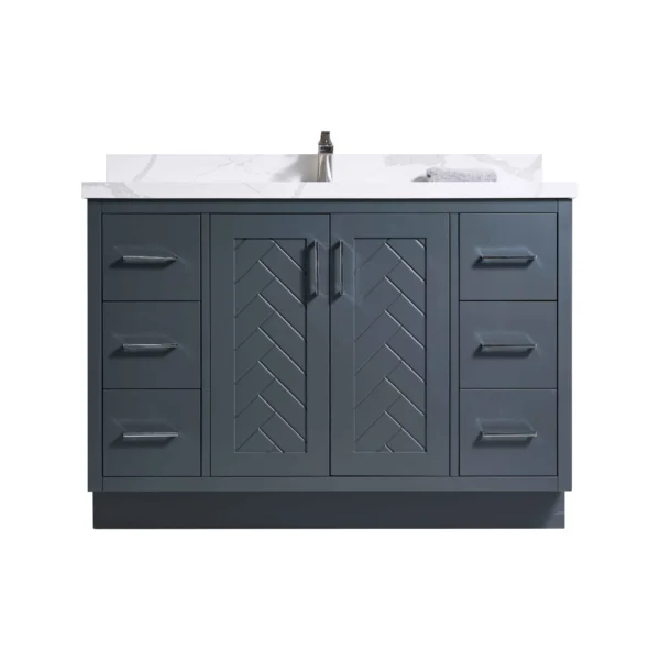 Galay  48" Freestanding Vanity with  Chocolate Grey and Calacatte White Counter top with Single Sink