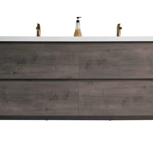 May 58D" Freestanding Vanity with Melamine Oak and White Counter top with Double Sink