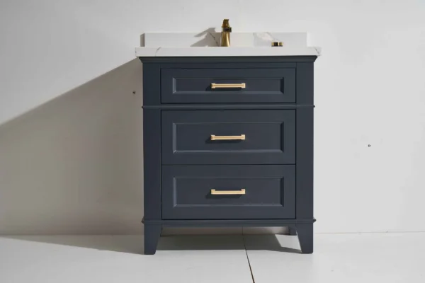 Modena 30” Freestanding Vanity with Graphite and Calacatte White Counter top with Single Sink