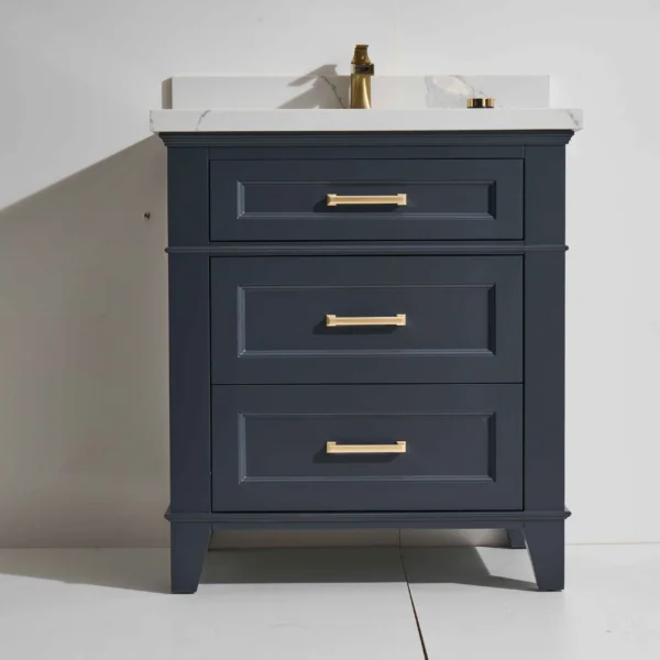 Modena 30” Freestanding Vanity with Graphite and Calacatte White Counter top with Single Sink