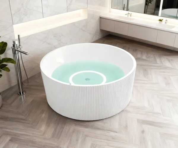White Acrylic Bathtub With Circular LED Strip – ASE-C-4270-130